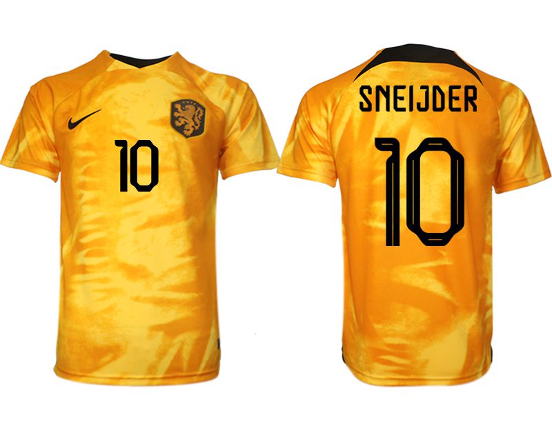 Men 2022 World Cup National Team Netherlands home aaa version yellow #10 Soccer Jersey->netherlands(holland) jersey->Soccer Country Jersey